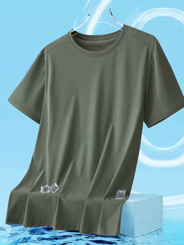 Unisex καλοκαιρινό T-shirt με αντιβακτηριακό ύφασμα ice-silk, ανάλαφρο, διαπνέον, γρήγορο στέγνωμα, κοντό μανίκι για τρέξιμο και γυμναστική