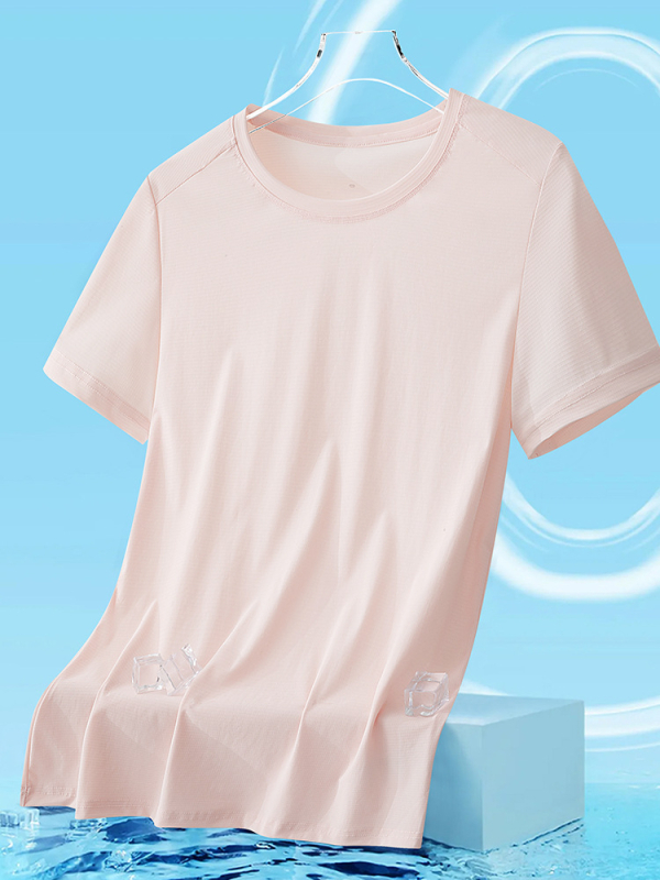 Unisex καλοκαιρινό T-shirt με αντιβακτηριακό ύφασμα ice-silk, ανάλαφρο, διαπνέον, γρήγορο στέγνωμα, κοντό μανίκι για τρέξιμο και γυμναστική
