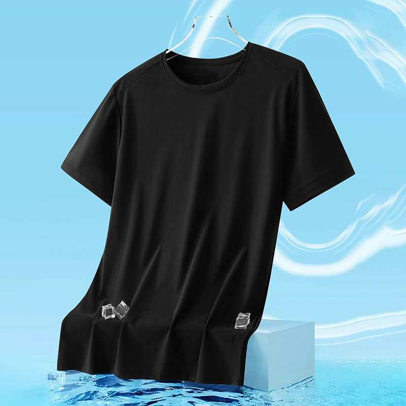 Unisex καλοκαιρινό T-shirt με αντιβακτηριακό ύφασμα ice-silk, ανάλαφρο, διαπνέον, γρήγορο στέγνωμα, κοντό μανίκι για τρέξιμο και γυμναστική