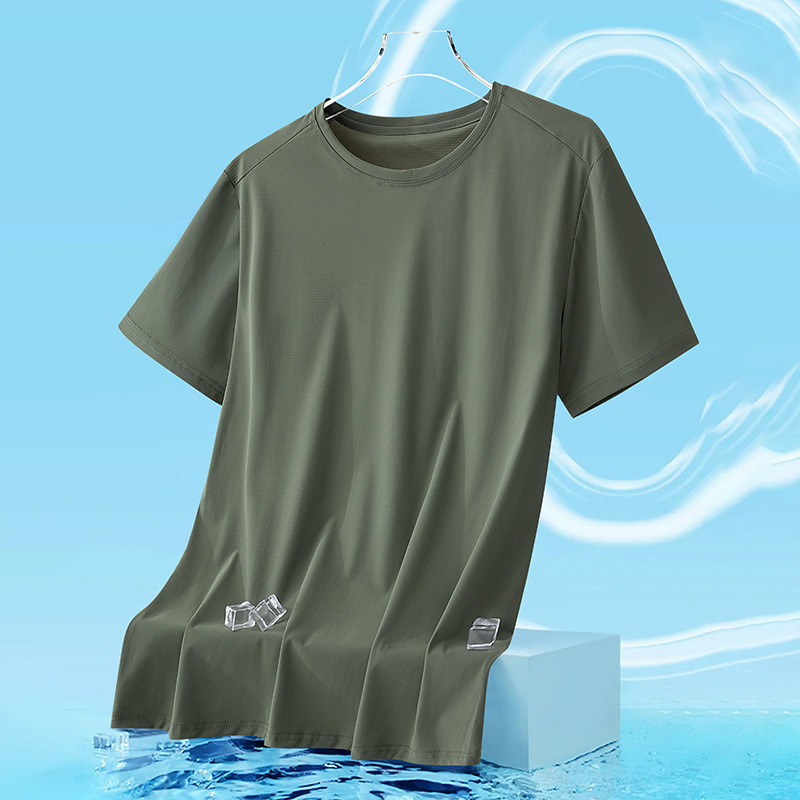 Unisex καλοκαιρινό T-shirt με αντιβακτηριακό ύφασμα ice-silk, ανάλαφρο, διαπνέον, γρήγορο στέγνωμα, κοντό μανίκι για τρέξιμο και γυμναστική