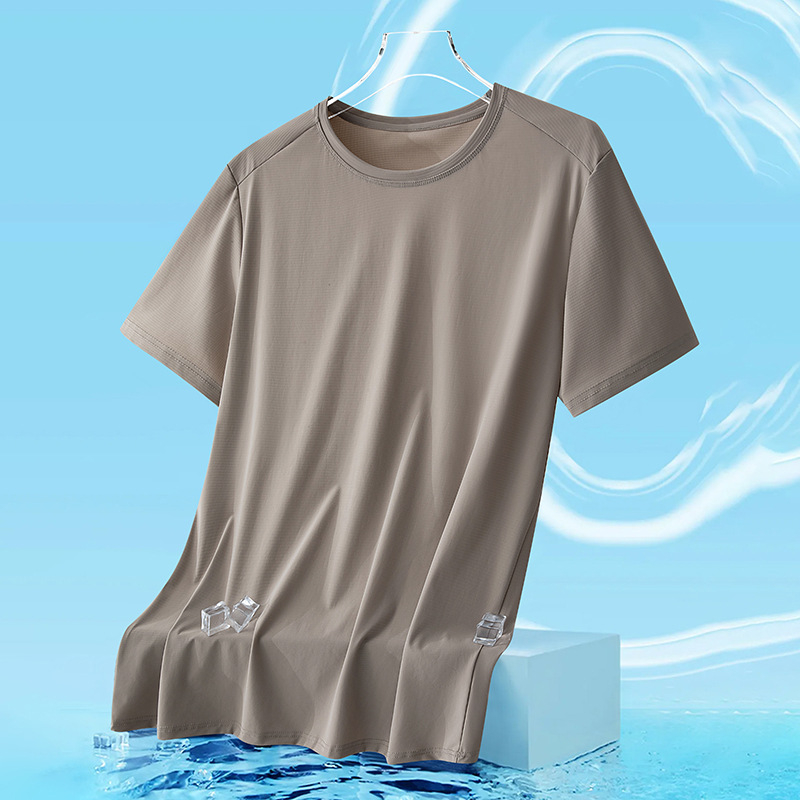 Unisex καλοκαιρινό T-shirt με αντιβακτηριακό ύφασμα ice-silk, ανάλαφρο, διαπνέον, γρήγορο στέγνωμα, κοντό μανίκι για τρέξιμο και γυμναστική