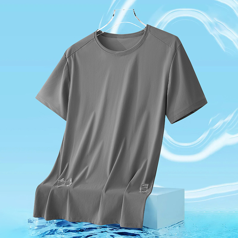 Unisex καλοκαιρινό T-shirt με αντιβακτηριακό ύφασμα ice-silk, ανάλαφρο, διαπνέον, γρήγορο στέγνωμα, κοντό μανίκι για τρέξιμο και γυμναστική