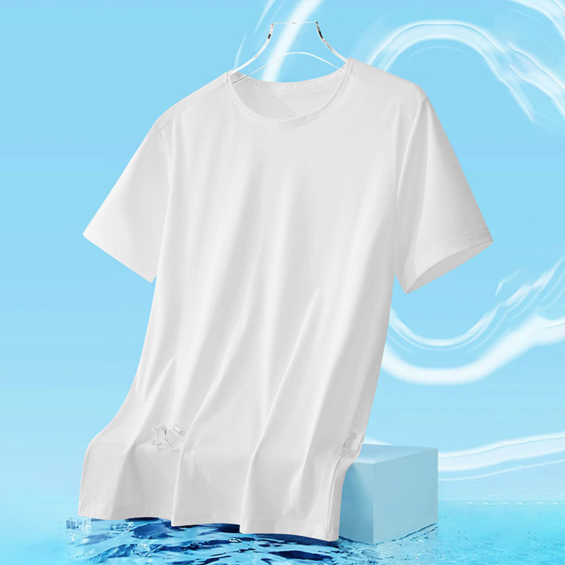 Unisex καλοκαιρινό T-shirt με αντιβακτηριακό ύφασμα ice-silk, ανάλαφρο, διαπνέον, γρήγορο στέγνωμα, κοντό μανίκι για τρέξιμο και γυμναστική