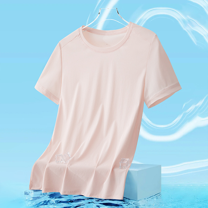 Unisex καλοκαιρινό T-shirt με αντιβακτηριακό ύφασμα ice-silk, ανάλαφρο, διαπνέον, γρήγορο στέγνωμα, κοντό μανίκι για τρέξιμο και γυμναστική