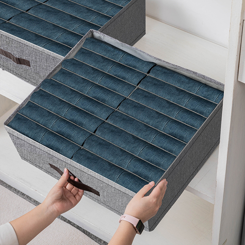 Platnena kutija za pohranu odjeće s dvostrukim redovima pregrada, garderoba, 18 L, sklopiva