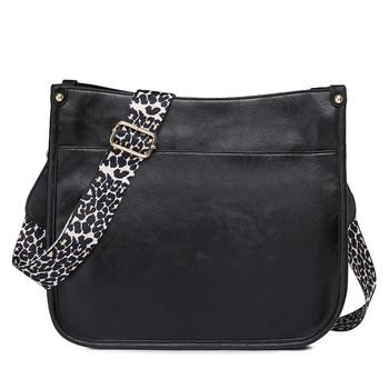 Ženska PU kožna crossbody torba s leopard uzorkom – torba preko ramena, klasična dnevna messenger torba
