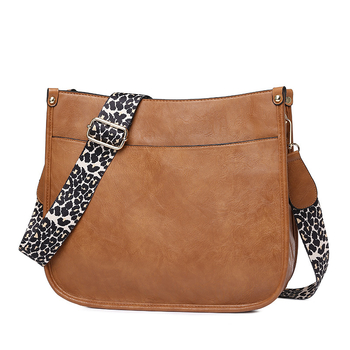 Ženska PU kožna crossbody torba s leopard uzorkom – torba preko ramena, klasična dnevna messenger torba