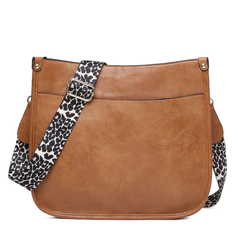 Ženska PU kožna crossbody torba s leopard uzorkom – torba preko ramena, klasična dnevna messenger torba