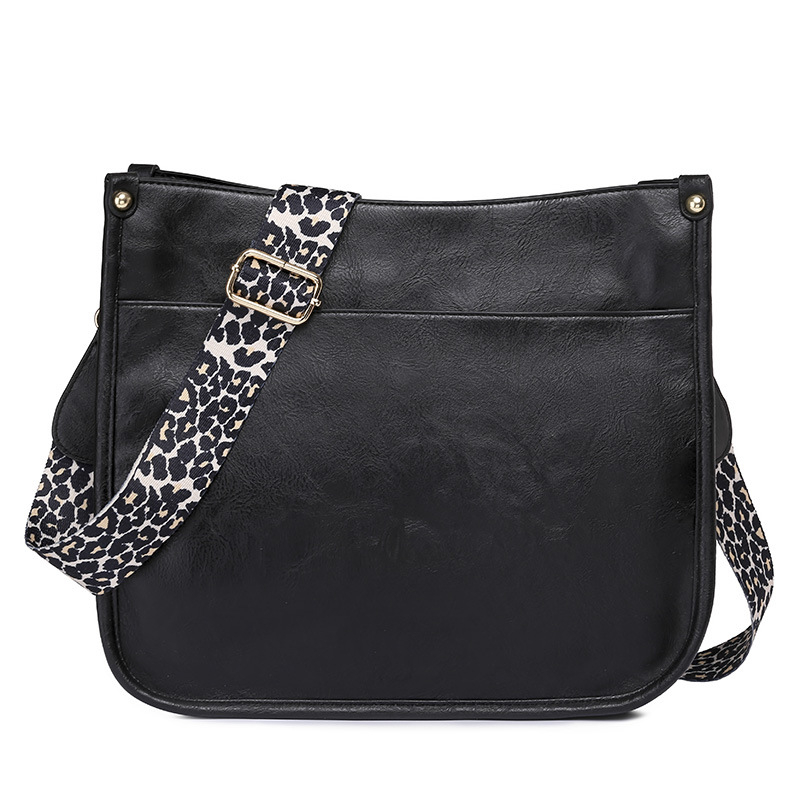 Ženska PU kožna crossbody torba s leopard uzorkom – torba preko ramena, klasična dnevna messenger torba