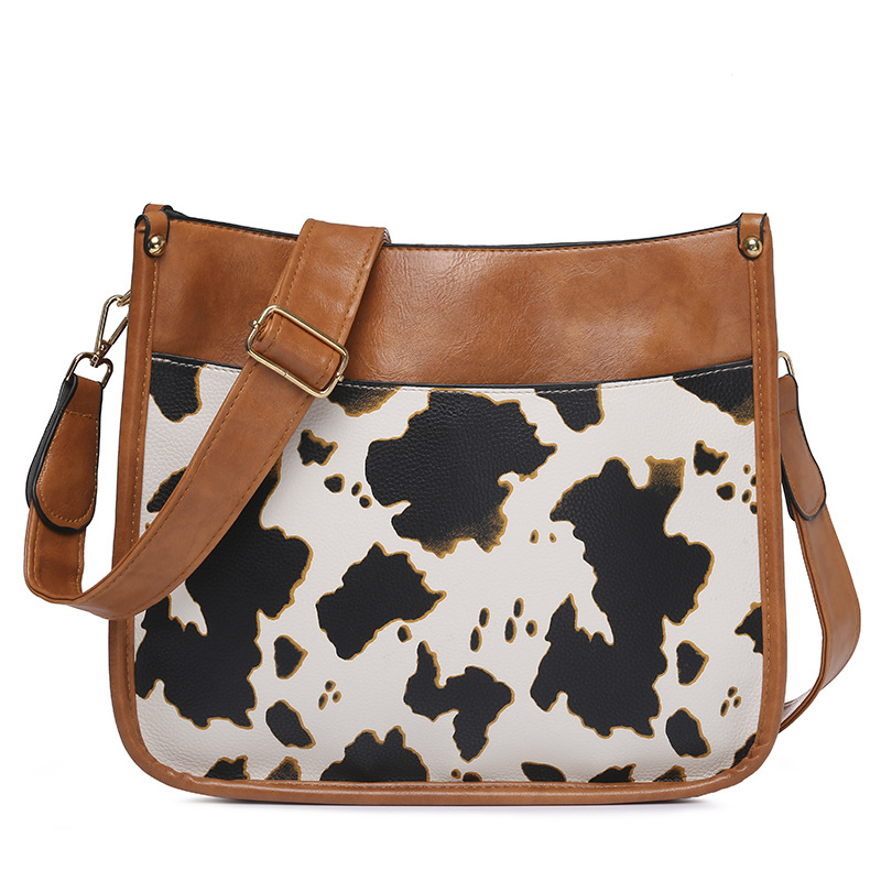 Ženska PU kožna crossbody torba s leopard uzorkom – torba preko ramena, klasična dnevna messenger torba