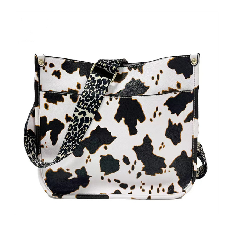 Ženska PU kožna crossbody torba s leopard uzorkom – torba preko ramena, klasična dnevna messenger torba