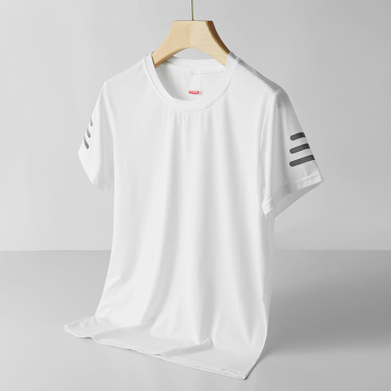 Θερινή μπλούζα γρήγορου στεγνώματος Unisex, ελαφριάς διαπνοής ύφασμα Ice Silk, στρογγυλή λαιμόκοψη, κοντά μανίκια, για τρέξιμο και γυμναστική