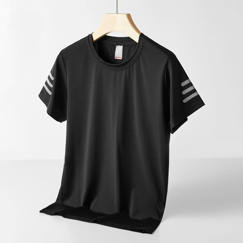 Θερινή μπλούζα γρήγορου στεγνώματος Unisex, ελαφριάς διαπνοής ύφασμα Ice Silk, στρογγυλή λαιμόκοψη, κοντά μανίκια, για τρέξιμο και γυμναστική