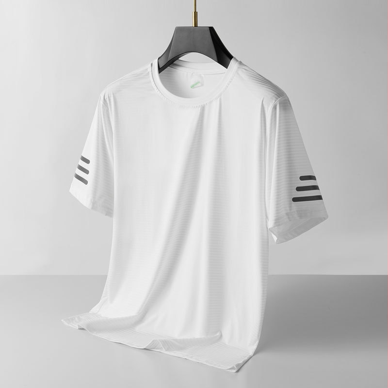 Letné rýchloschné unisex tričko, ľahká Ice Silk látka, okrúhly výstrih, krátke rukávy, na beh a fitness