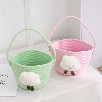 Mali viseći pleteni koš s privjeskom oblaka – slatko skladište za piknik, svadbene poklone i dekoracije