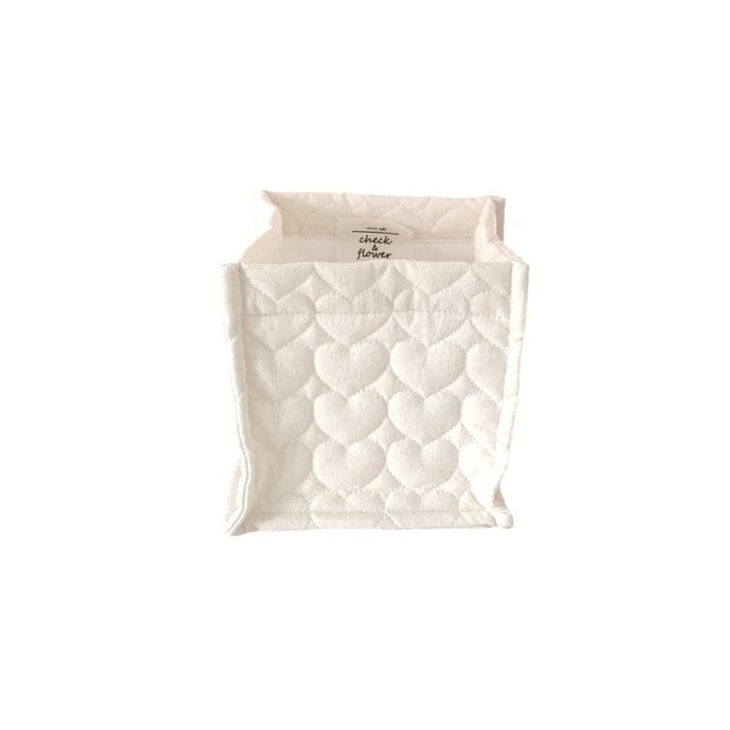 Kremasto bijela kvadratna kutija za pohranu od pamuka s quilted dizajnom, sklopiva, velika kapaciteta za svakodnevnu upotrebu.