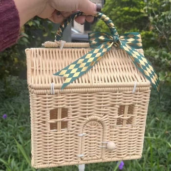 Kutija za poklon od imitacijskog ratana – vintage ručna košarica za vjenčanje i djeveruše