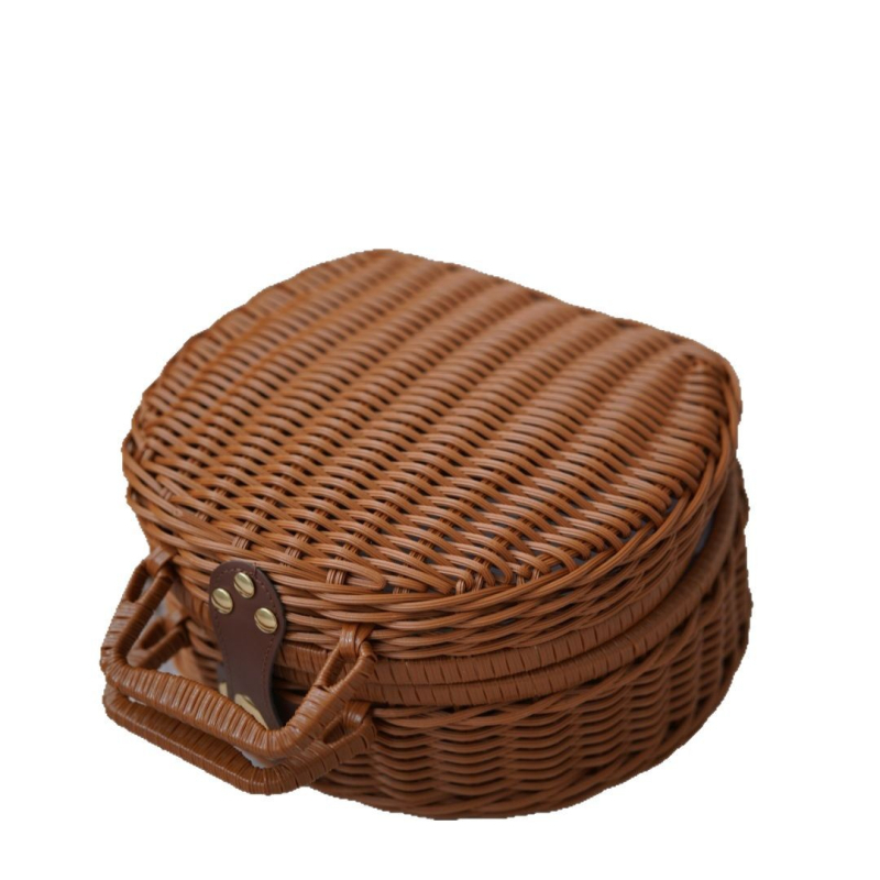 Ретро кръгла ратанова кутия за подаръци Mooncake