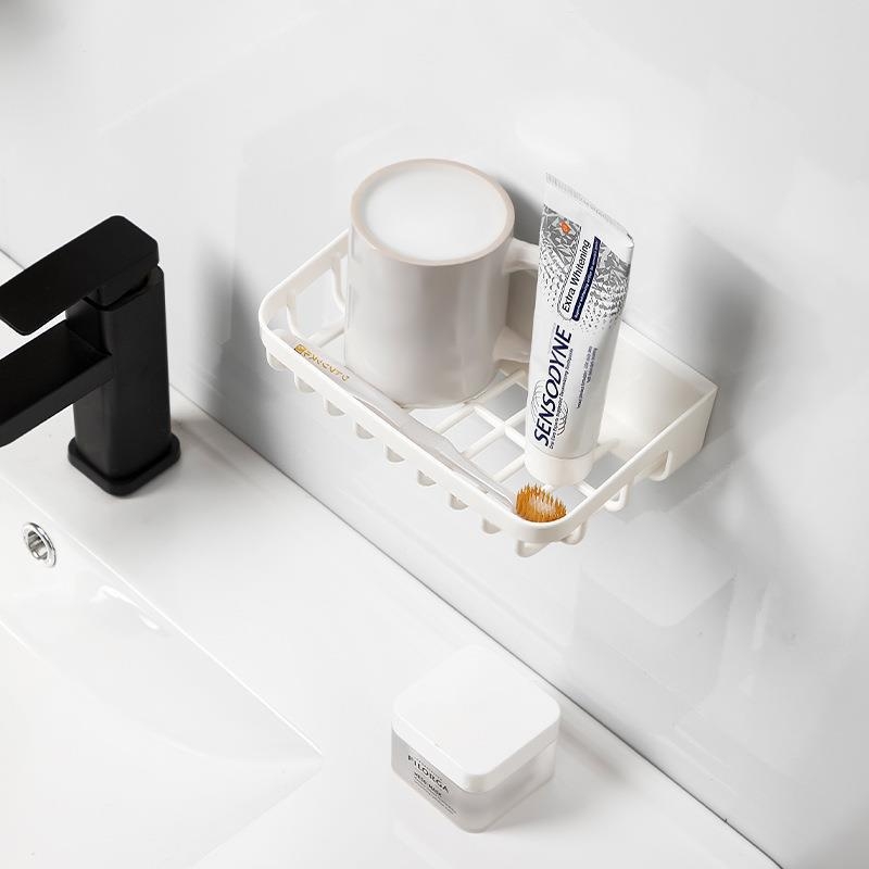Zidni organizator kupaonice za ručnike, pastu za zube i sapun, bez bušenja, s odvodnim košem