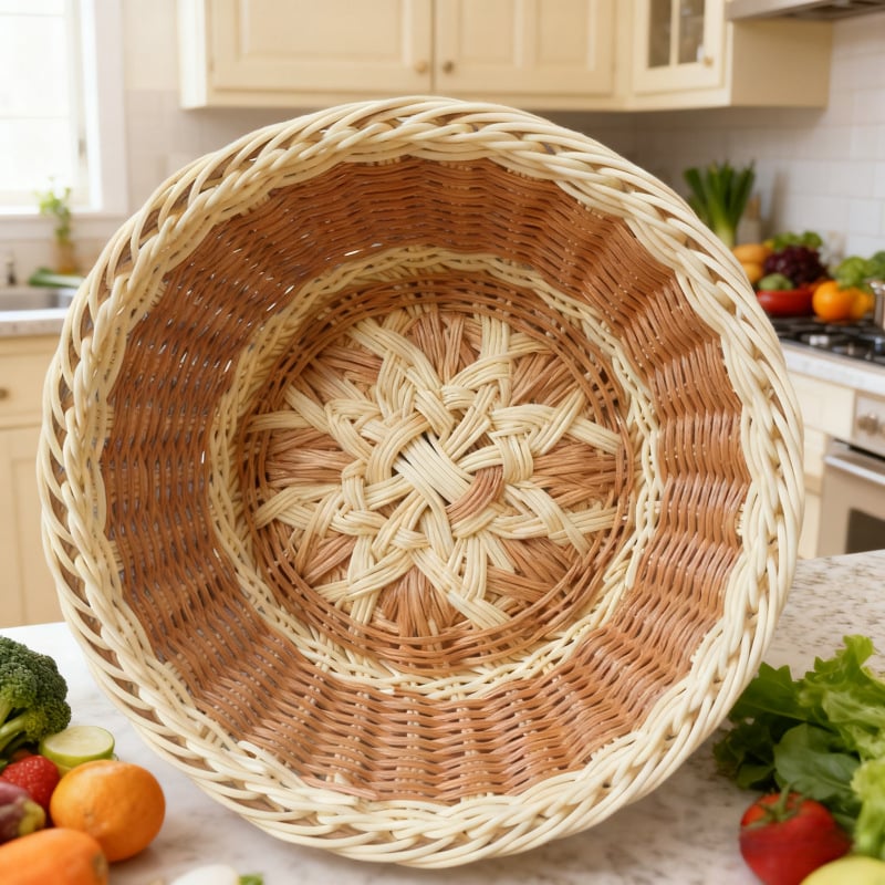 Koš za hleb od umjetnog ratana, pastoralni stil, pravokutni koš za skladištenje i izlaganje voća i povrća, kućna kuhinja