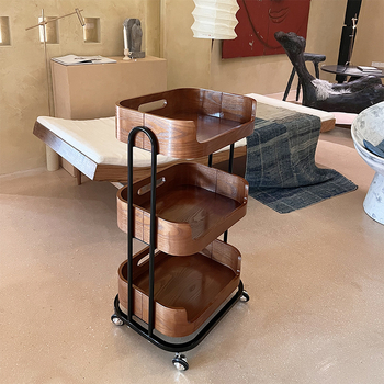 Mobilni kozmetički kolica od masivnog drveta za salon i spa, trostupanjska kolica za njegu kože i kućno skladištenje