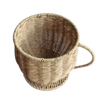Ručno izrađena košarica od imitacije ratana za čaše za kavu i čaj, organizator za sušeno voće, dimenzije 17,5×17,5×18 cm