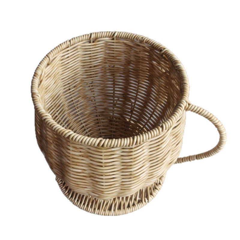 Ručno izrađena košarica od imitacije ratana za čaše za kavu i čaj, organizator za sušeno voće, dimenzije 17,5×17,5×18 cm