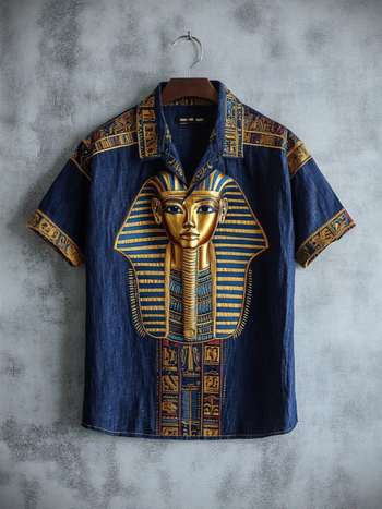 Muško polo s etničkim printom, ljeto 2025, lagani poliester, slobodan kroj, kratke rukave, japanski retro stil
