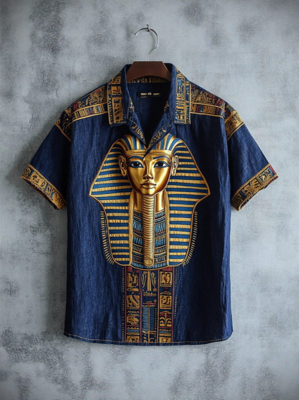 Muško polo s etničkim printom, ljeto 2025, lagani poliester, slobodan kroj, kratke rukave, japanski retro stil