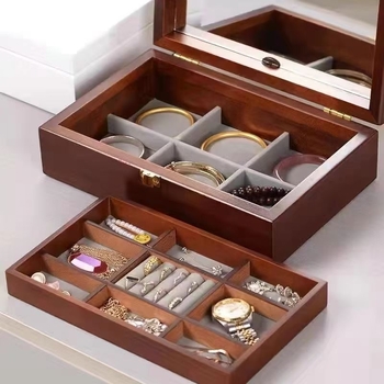Elegantna drvena kutija za nakit – organizator za prstene i vintage kutija za šminku