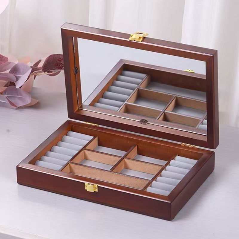 Elegantna drvena kutija za nakit – organizator za prstene i vintage kutija za šminku