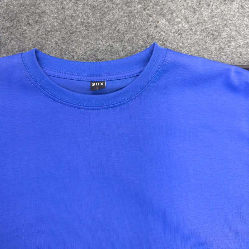 Ανδρική μονόχρωμη T-shirt με στρογγυλό λαιμόκοψη, 60s διπλής όψης μερκερισμένο βαμβάκι, κοντό μανίκι, casual καλοκαίρι