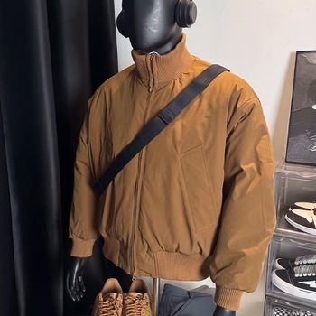 Cleanfit bomber jacket με επένδυση από βαμβάκι, ανδρικό – αμερικάνικου στυλ, χειμώνα, κοντό μήκος