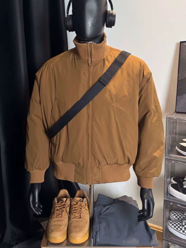 Cleanfit bomber jacket με επένδυση από βαμβάκι, ανδρικό – αμερικάνικου στυλ, χειμώνα, κοντό μήκος