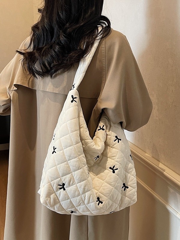 Korejskog stila torba za kratka putovanja, kapacitet do 20 L, tote s remenom za rameni, lagana i prozračna, otporna, s izvezenim detaljima, podstava od poliestera, jednobojna, unisex, zimsko izdanje 2025