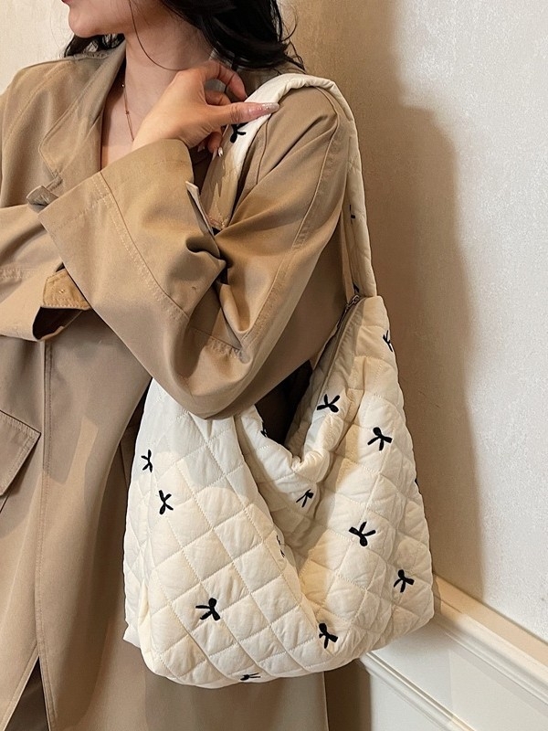 Korejskog stila torba za kratka putovanja, kapacitet do 20 L, tote s remenom za rameni, lagana i prozračna, otporna, s izvezenim detaljima, podstava od poliestera, jednobojna, unisex, zimsko izdanje 2025
