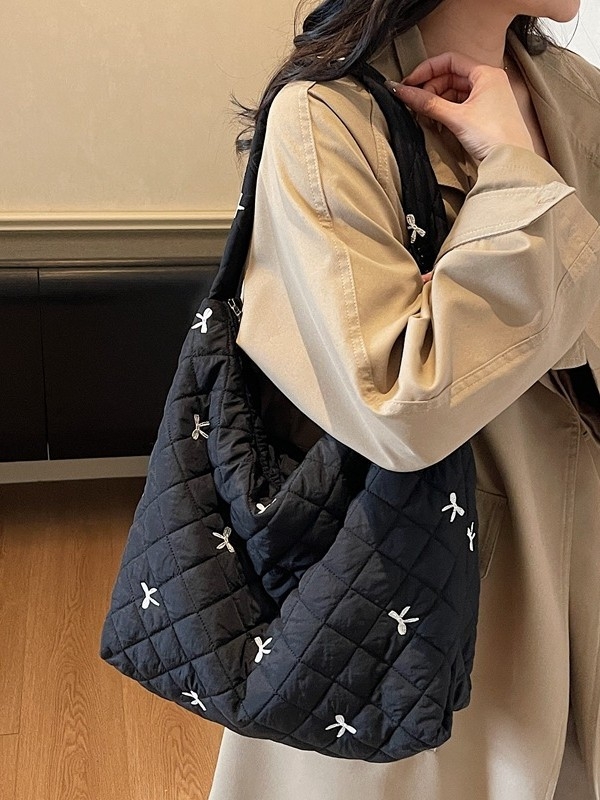 Korejskog stila torba za kratka putovanja, kapacitet do 20 L, tote s remenom za rameni, lagana i prozračna, otporna, s izvezenim detaljima, podstava od poliestera, jednobojna, unisex, zimsko izdanje 2025