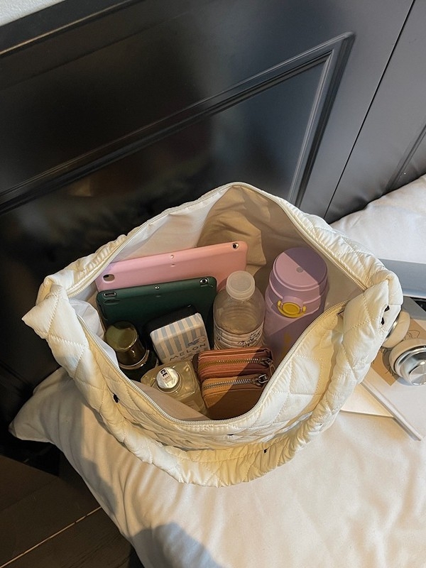 Korejskog stila torba za kratka putovanja, kapacitet do 20 L, tote s remenom za rameni, lagana i prozračna, otporna, s izvezenim detaljima, podstava od poliestera, jednobojna, unisex, zimsko izdanje 2025