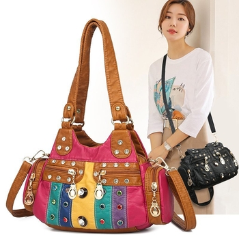 Kuosen 2025 Ženska crossbody torbica od PU kože, s nitima i dijamantnim detaljima