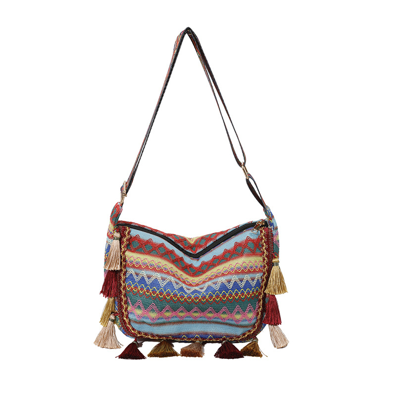Ženska tote torba velike kapacitete s resicama, etnički žakard, za rame ili crossbody