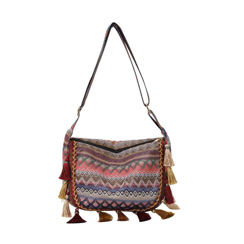 Ženska tote torba velike kapacitete s resicama, etnički žakard, za rame ili crossbody