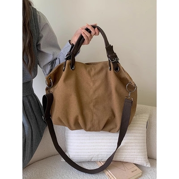 Ženska tote torba u američkom stilu od platna, novi model 2026, velika zapremina, casual retro torba za ruku, rame ili crossbody