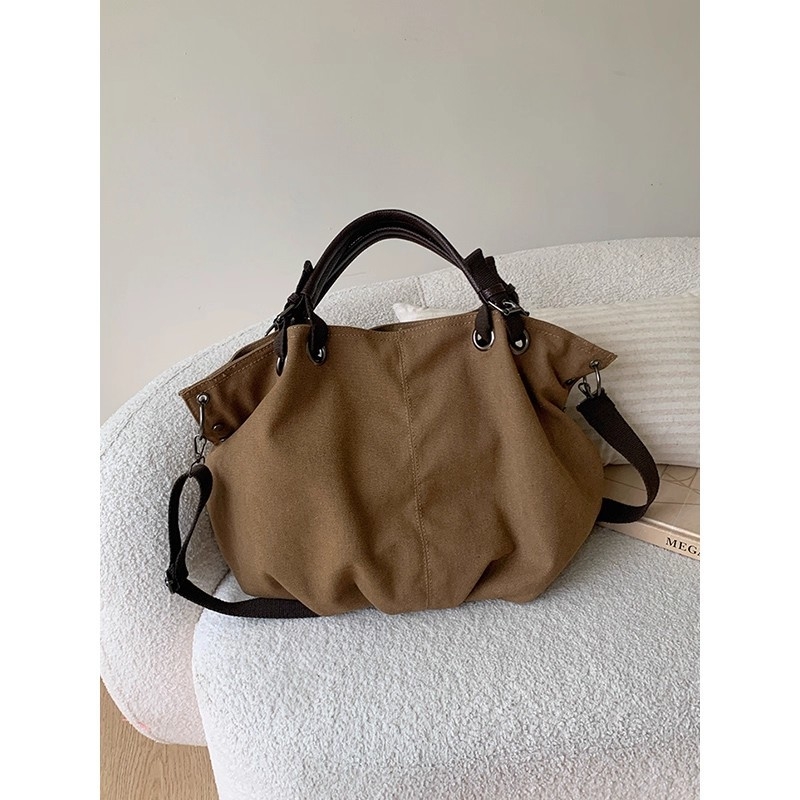 Ženska tote torba u američkom stilu od platna, novi model 2026, velika zapremina, casual retro torba za ruku, rame ili crossbody