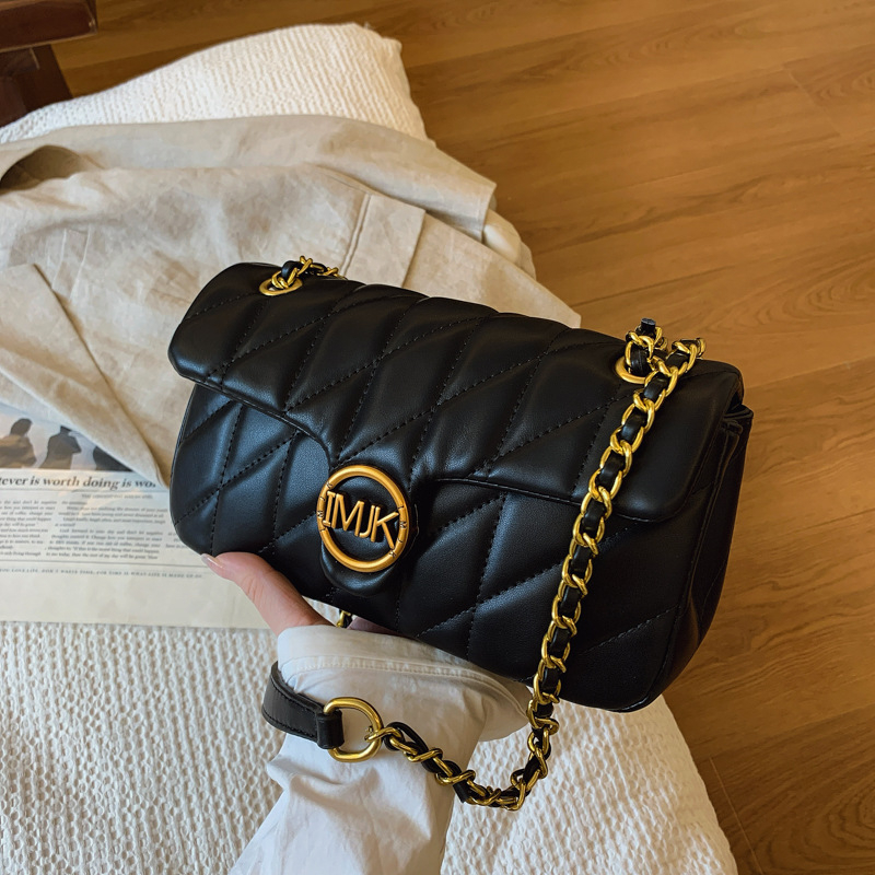 Ženska PU kožna lančana torba, mala kvadratna silueta, srednja veličina, gradski minimalistički stil, nošenje na ramenu ili crossbody, unutarnja džep za dokumente, poliester podstava, zatvaranje poklopcem