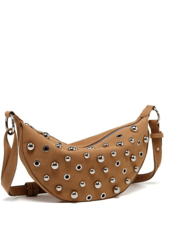 Ženska crossbody torba s metalnim detaljima, retro stil, mala po obliku dumpling, unutarnja zip džep