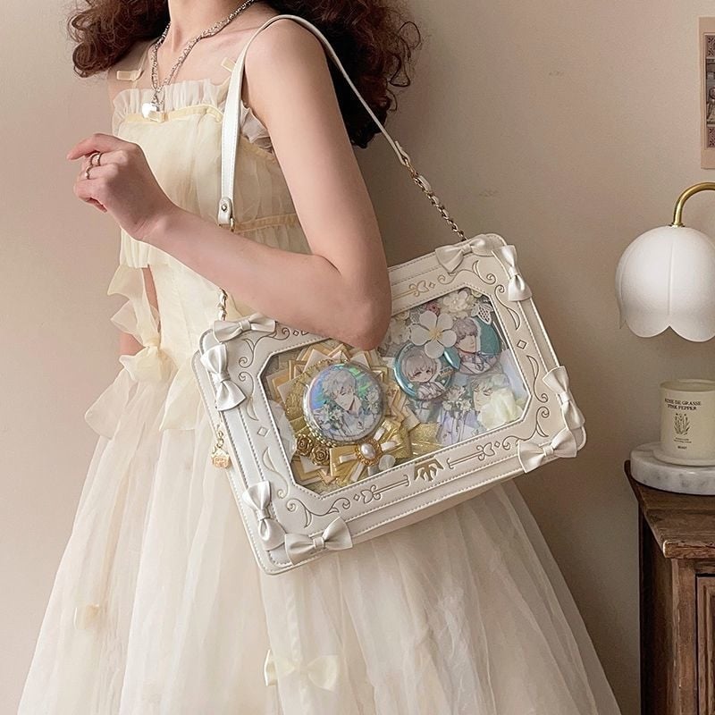 Torba s okvirom za fotografije, preko ramena ili crossbody, prozirna, retro, mala kvadratna torba