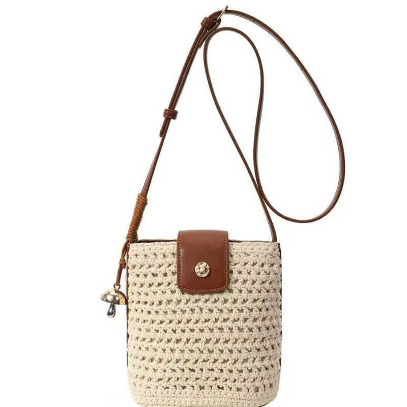 Mini pamuk torba Tote s poklopcem, rameni ili crossbody remen, džep na zip i džep za telefon, ljeto 2025