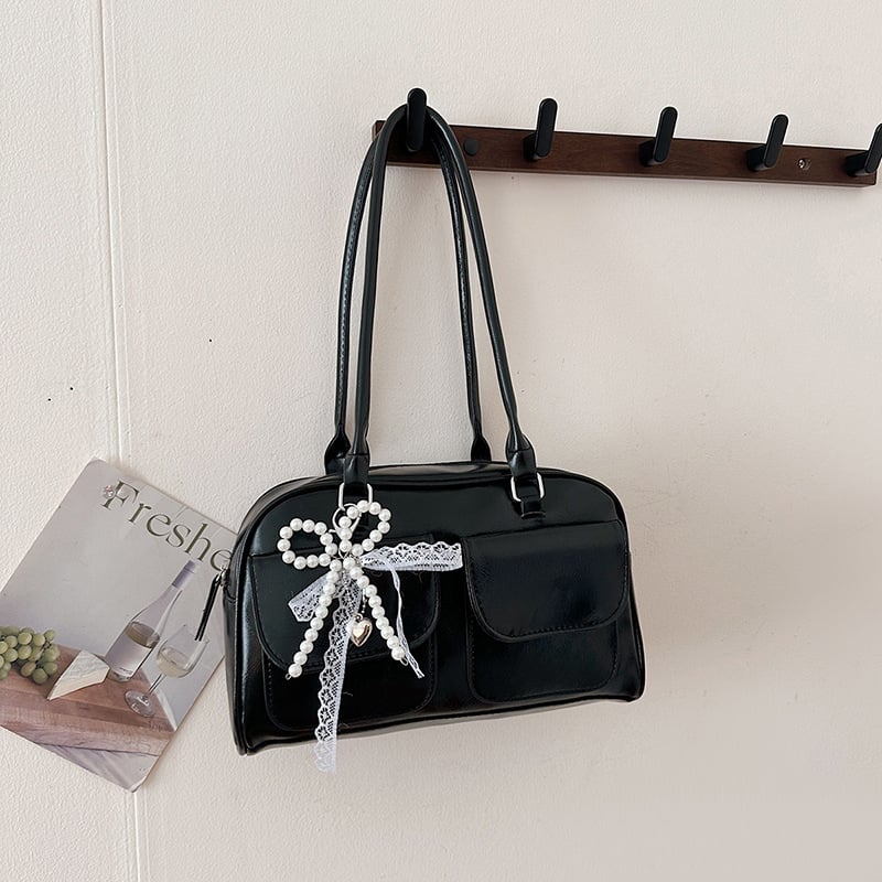 Ženska crossbody torba s bisernom mašnicom, korejski dizajn, 2025