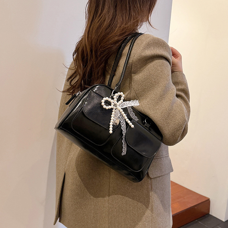 Ženska crossbody torba s bisernom mašnicom, korejski dizajn, 2025