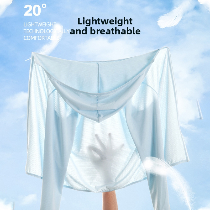 Unisex πλεκτή ζακέτα με κουκούλα από ice silk και UV προστασία, ελαφριά καλοκαιρινή εξωτερική ζακέτα με προσαρμοσμένο λογότυπο